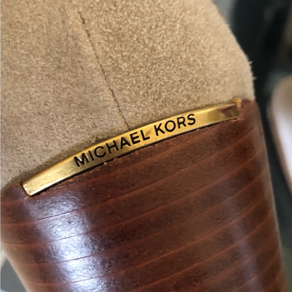 Michael Kors Tan Pamela Ankle Booties with Chunky Heel - Picture 6 of 12